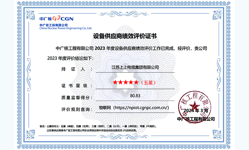 尊龙凯时人生就是搏再次获评中广核工程有限公司年度五星供应商
