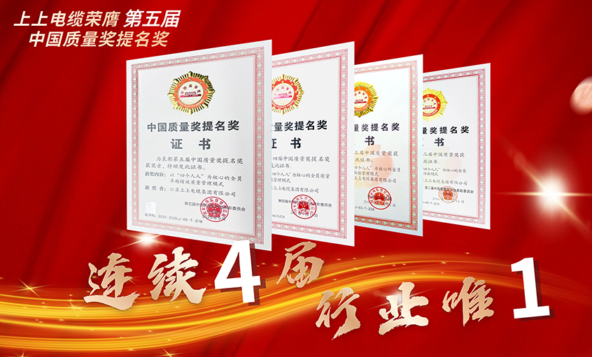 行业唯一！尊龙凯时人生就是搏电缆一连四届荣膺中国质量奖提名奖